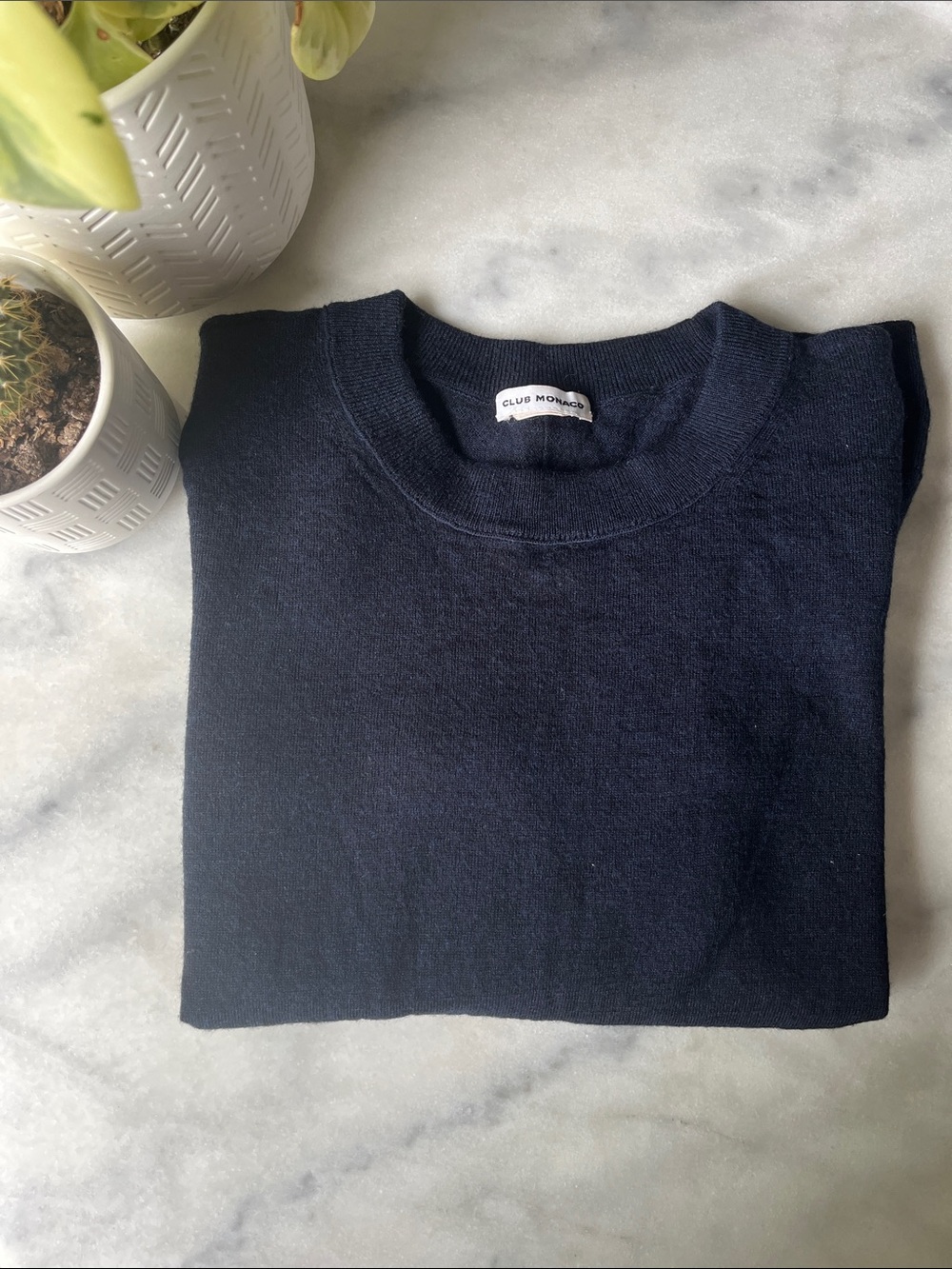 Club Monaco Dark Navy Long Sleeve Crewneck Sweater 100% wool